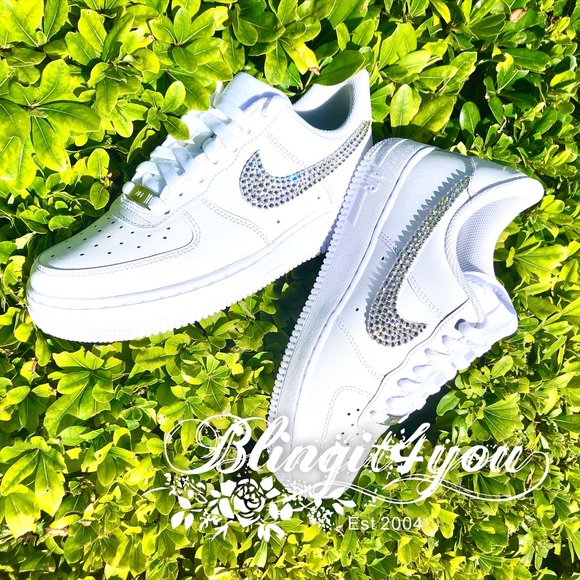 Bling 2 swooshes Swarovski crystal Nike AF1 shoes - Picture 7 of 8
